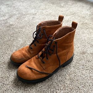 Brown Suede Lace-Up Boots